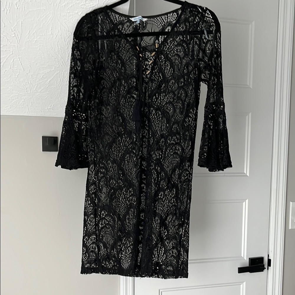 Black Lace cover up with Bell Sleeves size S